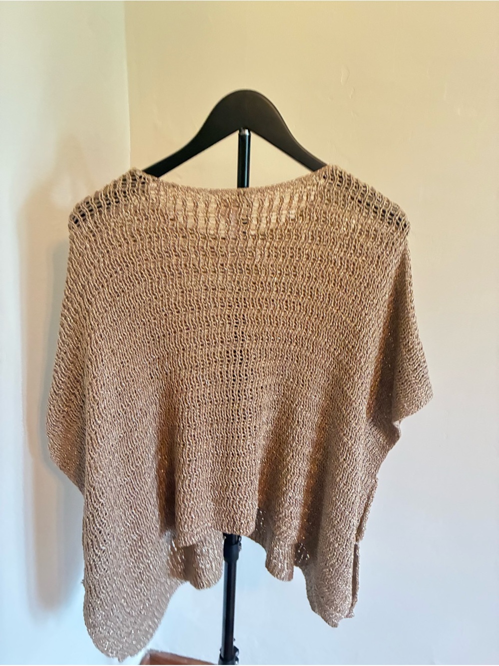 Chico's Open-Knit Taupe Poncho Sweater
